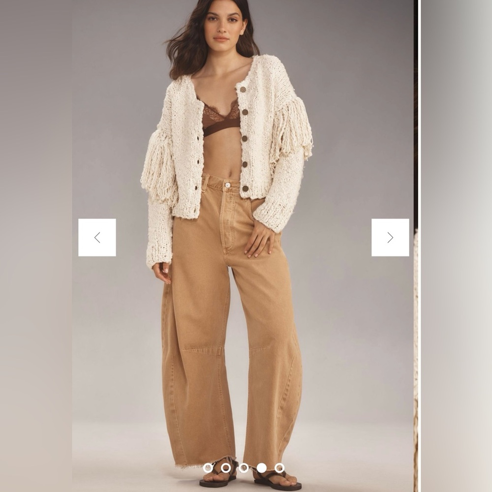 Anthropologie Chunky Fringe Cardigan Sweater